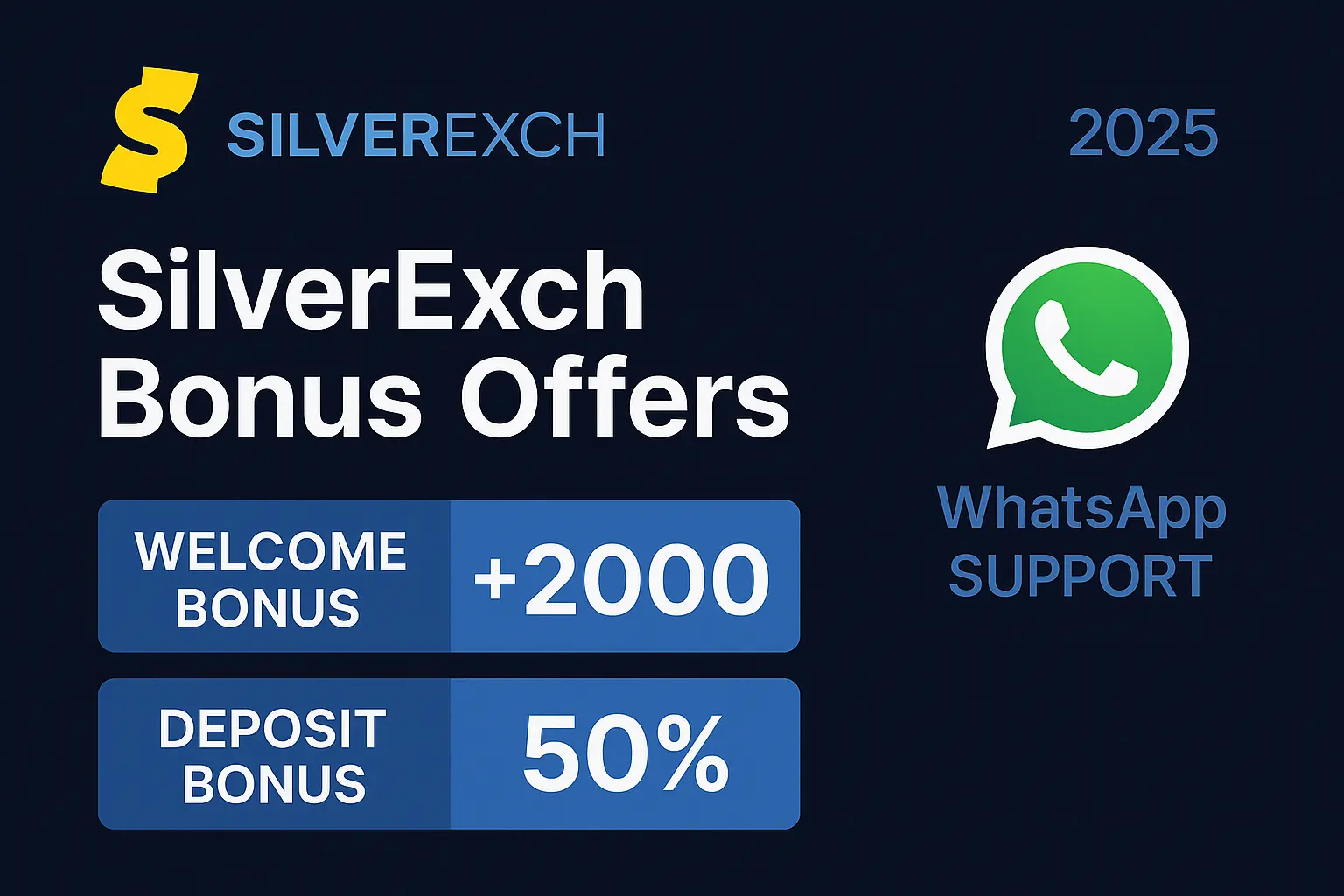 SilverExch Bonus Offers 2025 hero banner showing verified welcome and deposit bonuses