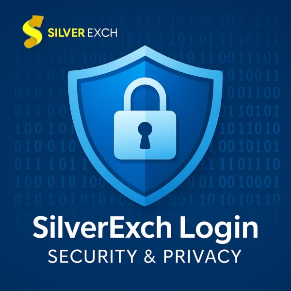 SilverExch login security shield with padlock representing encryption, 2FA and privacy for OfficialSilverExch.