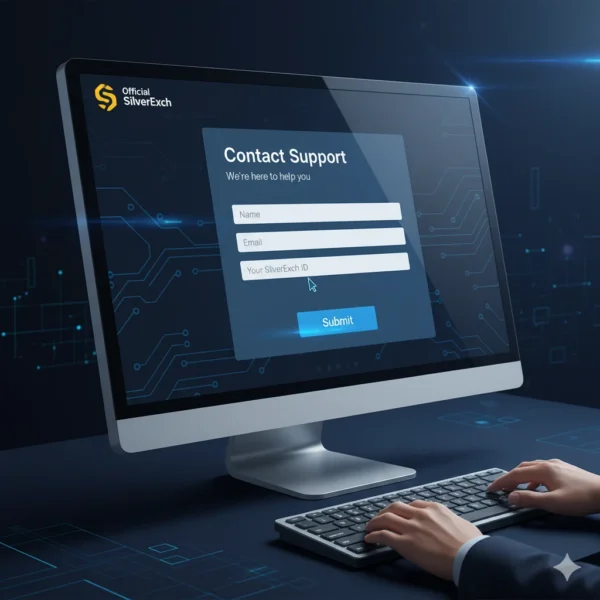 “SilverExch responsible gaming and customer support 2025 promoting 18+ safe play in blue-silver theme.”