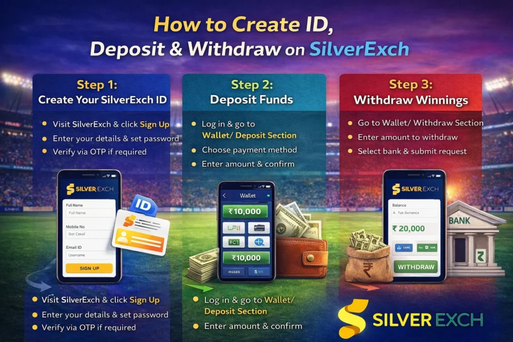 Step by step guide to create SilverExch ID and complete deposit and withdrawal process