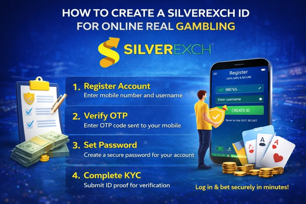 Step by step guide image showing how to create a SilverExch ID for online real gambling
