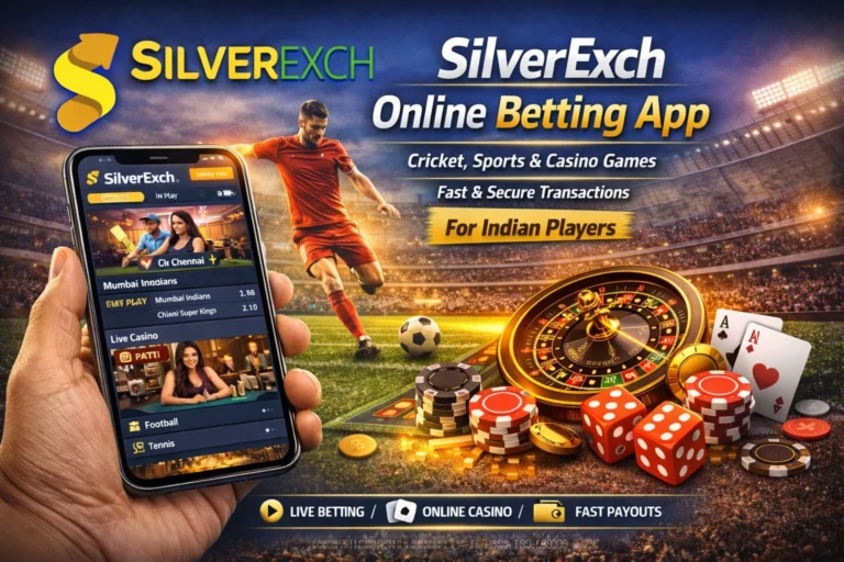 SilverExch online betting app showing live cricket betting, sports markets, and casino games for Indian players